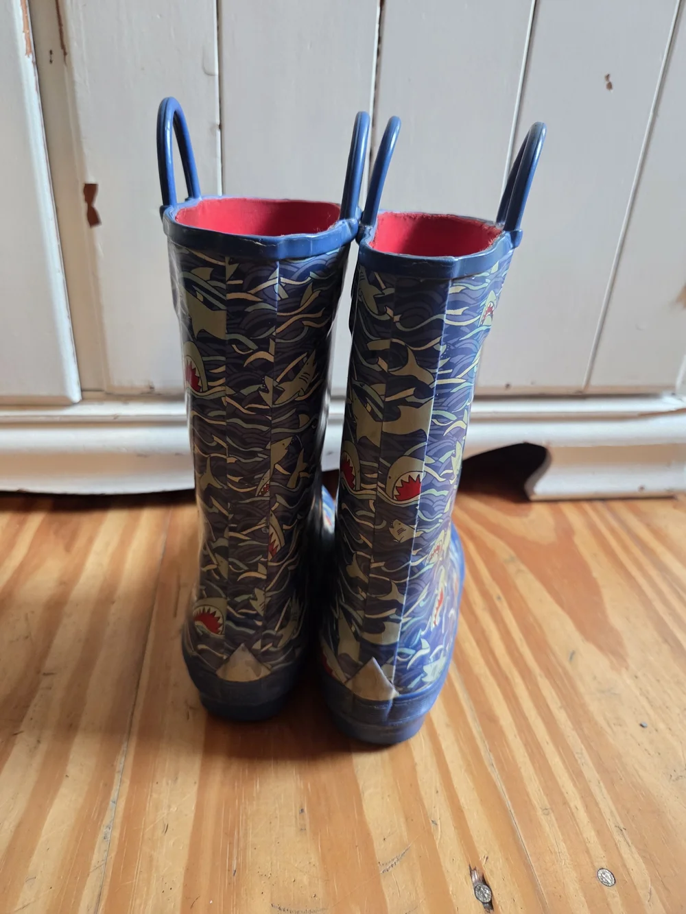L.L. Bean Kids' Blue Shark Print Rain Boots